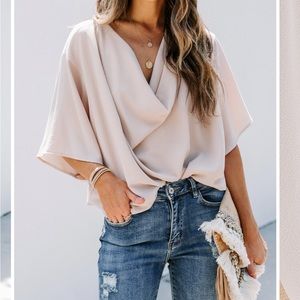Vici Elton Drape Blouse in Ecru